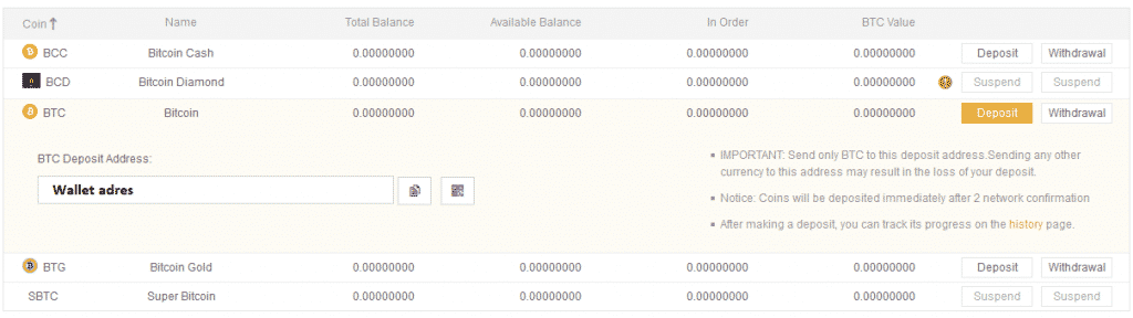 Binance Deposit Wallet Adres