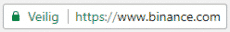 Binance.com Groen Slotje in adresbalk