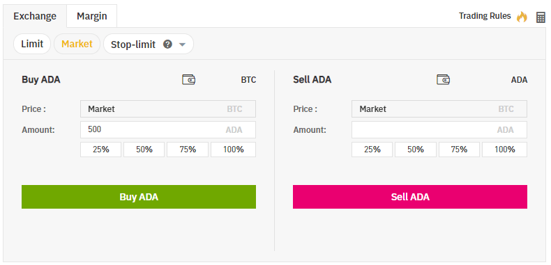 Open a market order