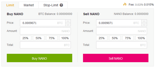 Bij Binance Nano kopen of verkopen