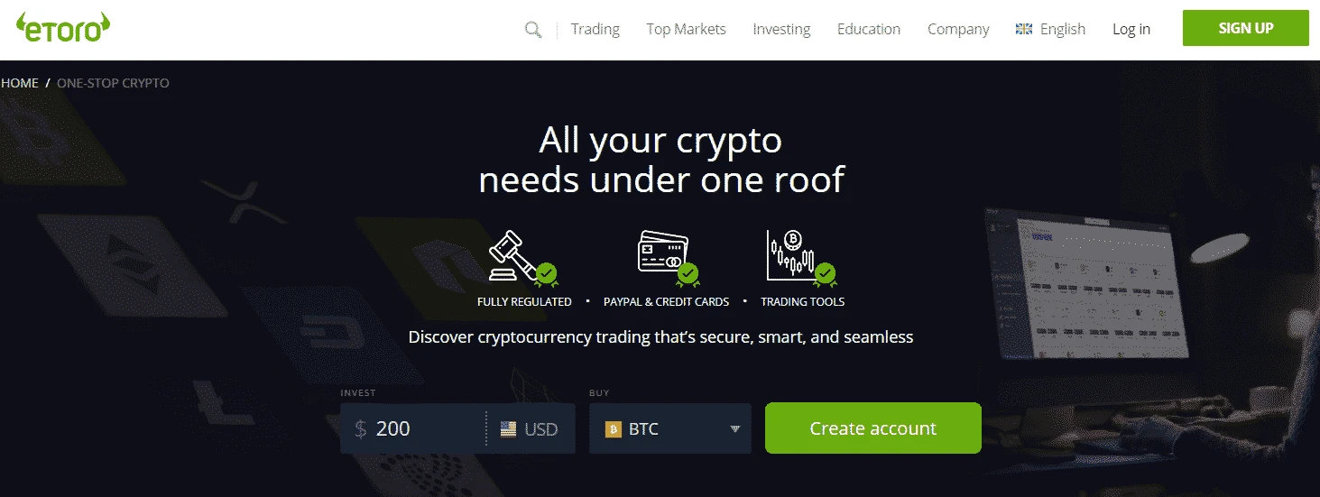 Comprar crypto en un paso en eToro 