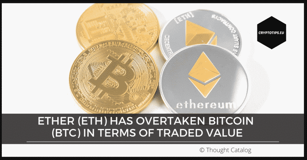 Ether (ETH) has overtaken Bitcoin (BTC) in terms of traded value