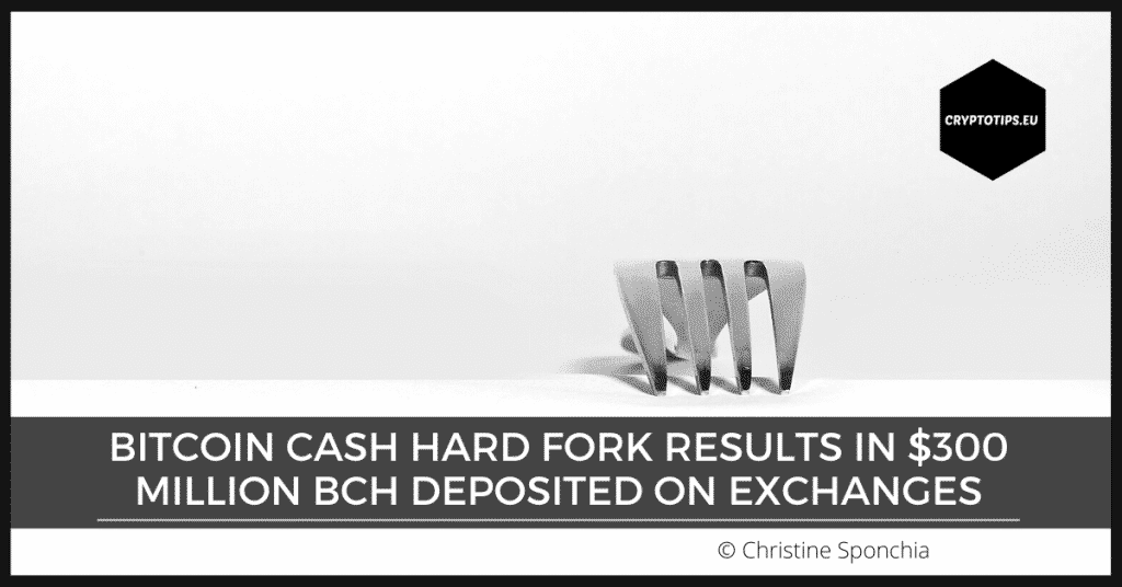 Bitcoin Cash hard fork results in $300 million BCH deposited on exchanges