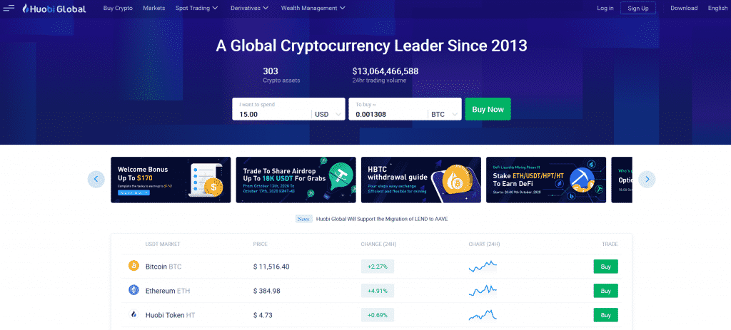 Exchange de criptomonedas Huobi Global