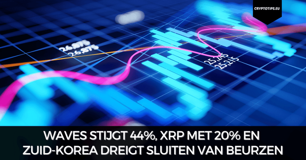 Waves stijgt 44%, XRP met 20% en Zuid-Korea dreigt sluiten van beurzen