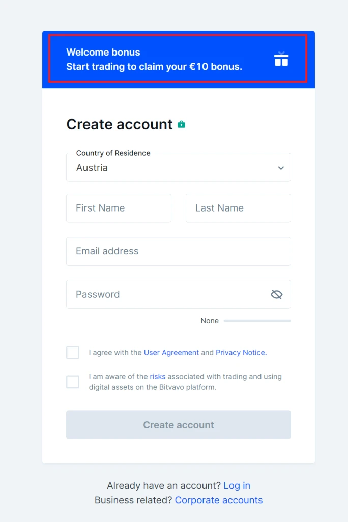 Bitvavo welcome bonus