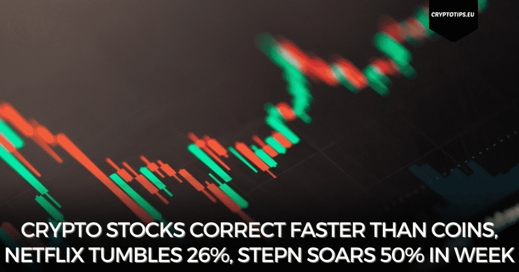 Crypto Stocks Correct Faster Than Coins, Netflix Tumbles 26%, Stepn Soars 50% In Week