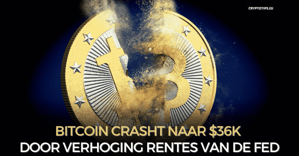 Bitcoin crasht naar $36k door verhoging rentes van de Fed