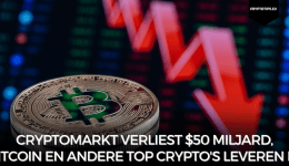 Cryptomarkt verliest $50 miljard, Bitcoin en andere top crypto's leveren in