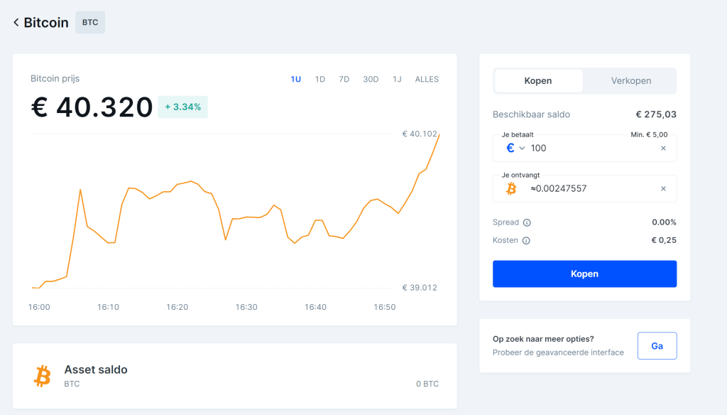 Bitvavo crypto kopen interface