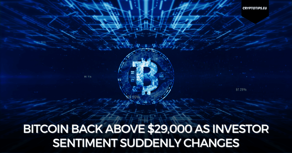 Bitcoin Back Above $29,000 as Investor Sentiment Suddenly Changes