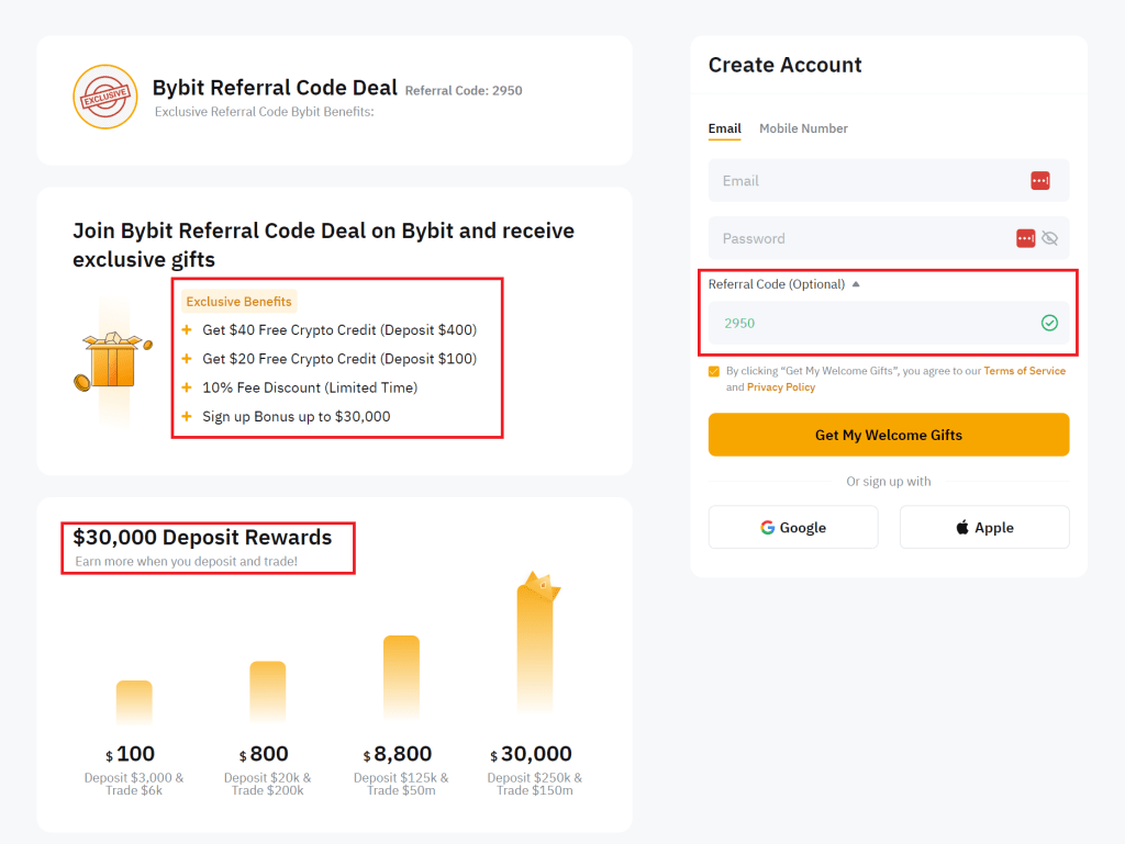 ByBit referral code 40 gratis crypto, 10 korting en 30k bonus 2024